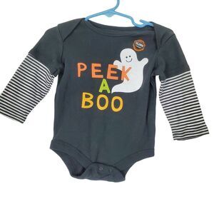Baby Unisex Halloween Peek-A-Boo Ghost‎ Bodysuit 3-6M Glow in Dark GUC